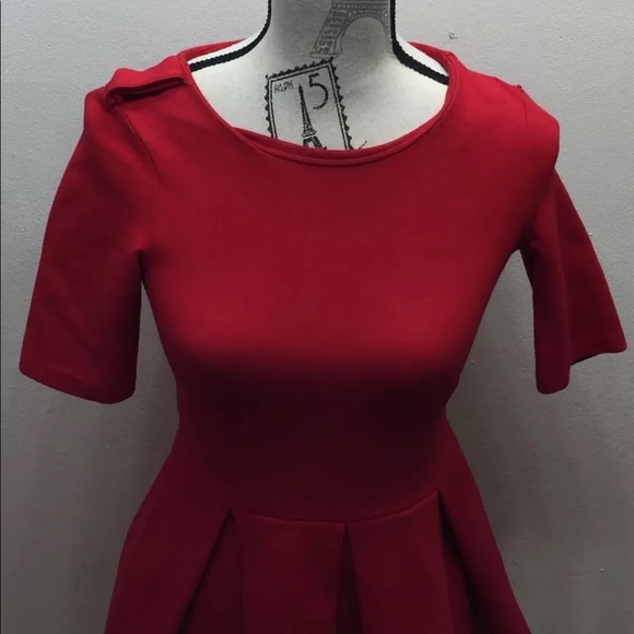Zara Women Fit Flare Mini Red Dress XS Cotton Made In Portugal - Picture 3 of 10